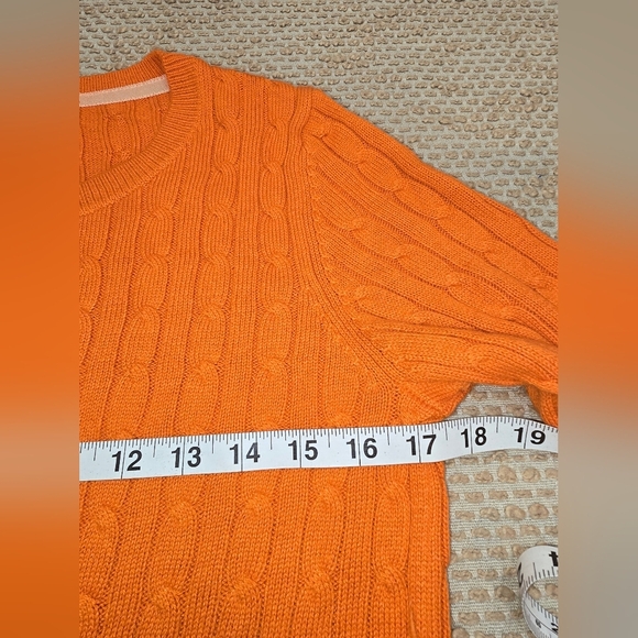 GAP Sweater Womens Size Medium Orange Cable Knit Fisherman Pullover Long Sleeved - Picture 8 of 10
